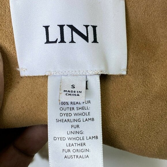 LINI‎ Womens Victoria Shearling Long Sleeve Reverse Collared Lamb Coat SZ S - Picture 9 of 10